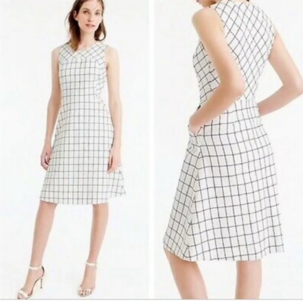 J Crew Windowpane Sleeveless Fit and Flare Dress